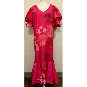 Rainbow Hawaii Vintage 80s Pink Floral Maxi Muumuu Dress